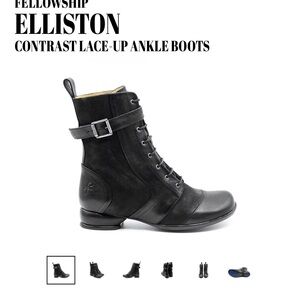 John Fluevog Elliston Black Fellowship Buckle Boots